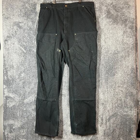 Carhartt Other - CARHARTT Double Knee Jeans Mens 40x36 Black B01 USA Made Rivets Distress Fading